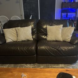 Brown Leather Couch And Love Seat 