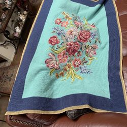 Needlepoint Rug Floral Design