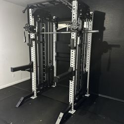 PRO SERIES Ultimate 3-1 Half Rack Functional Trainer w/Smith Machine Bar | 400lb Stack | Gym Equipment | Fitness | Commercial | Squat Rack 