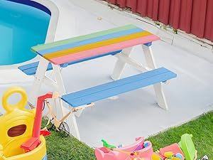 Kids Picnic Table Wooden Child Children Activity Sensory Chair Bench Set Kids Picnic Table Bench for Outdoor Wooden Table Chair Set Kids Activity Sen