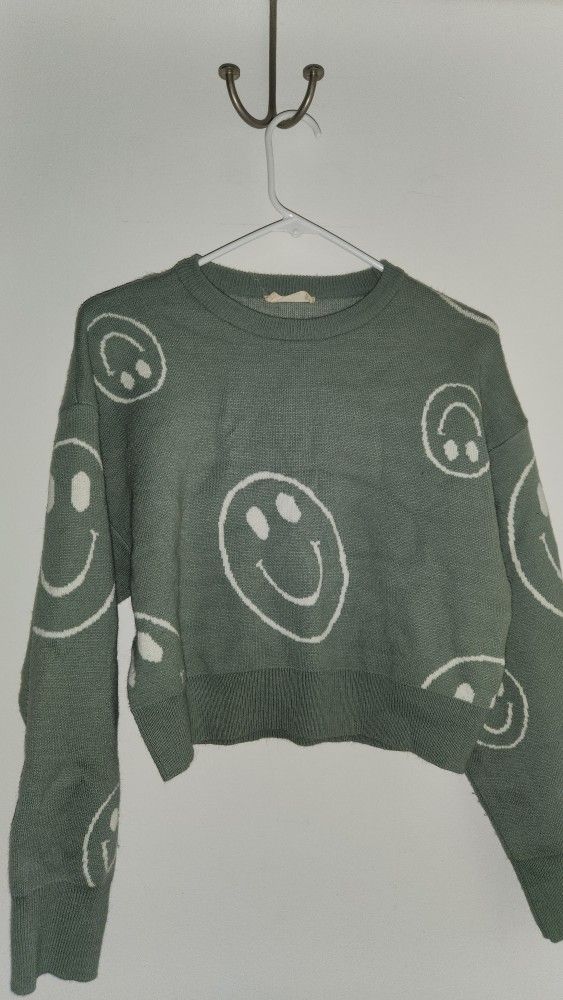 XS Altar'D Green Smiley Face Sweater