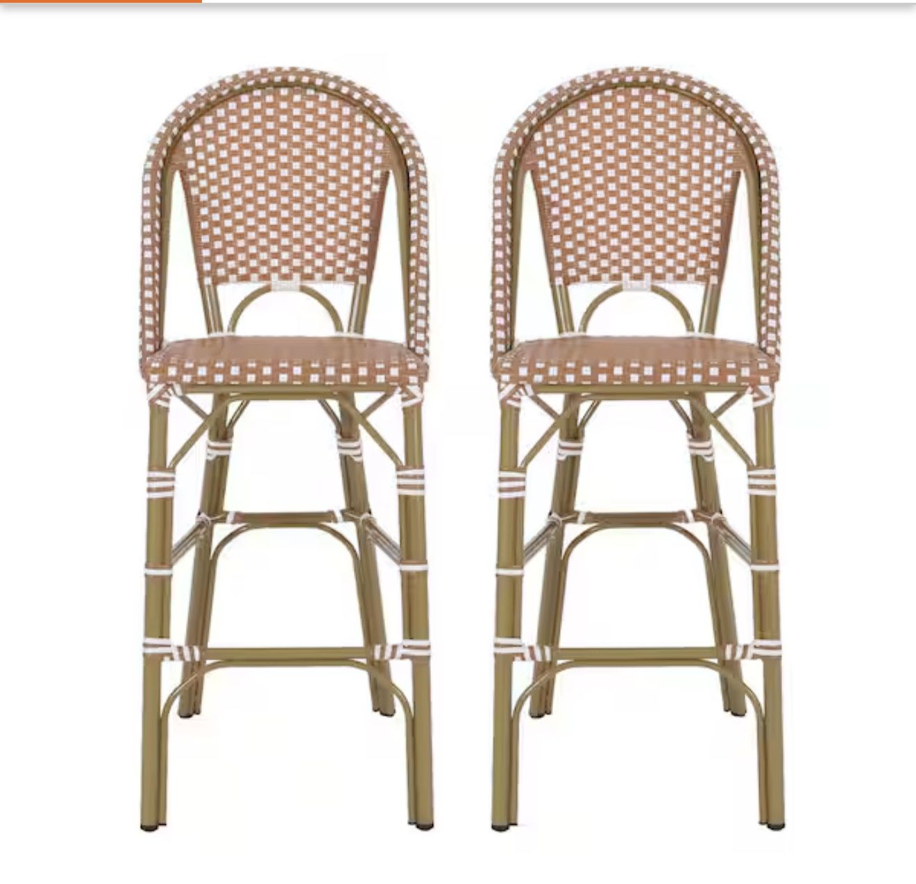 Gallia Rust and White Aluminum Outdoor Bar Stool (2-Pack)