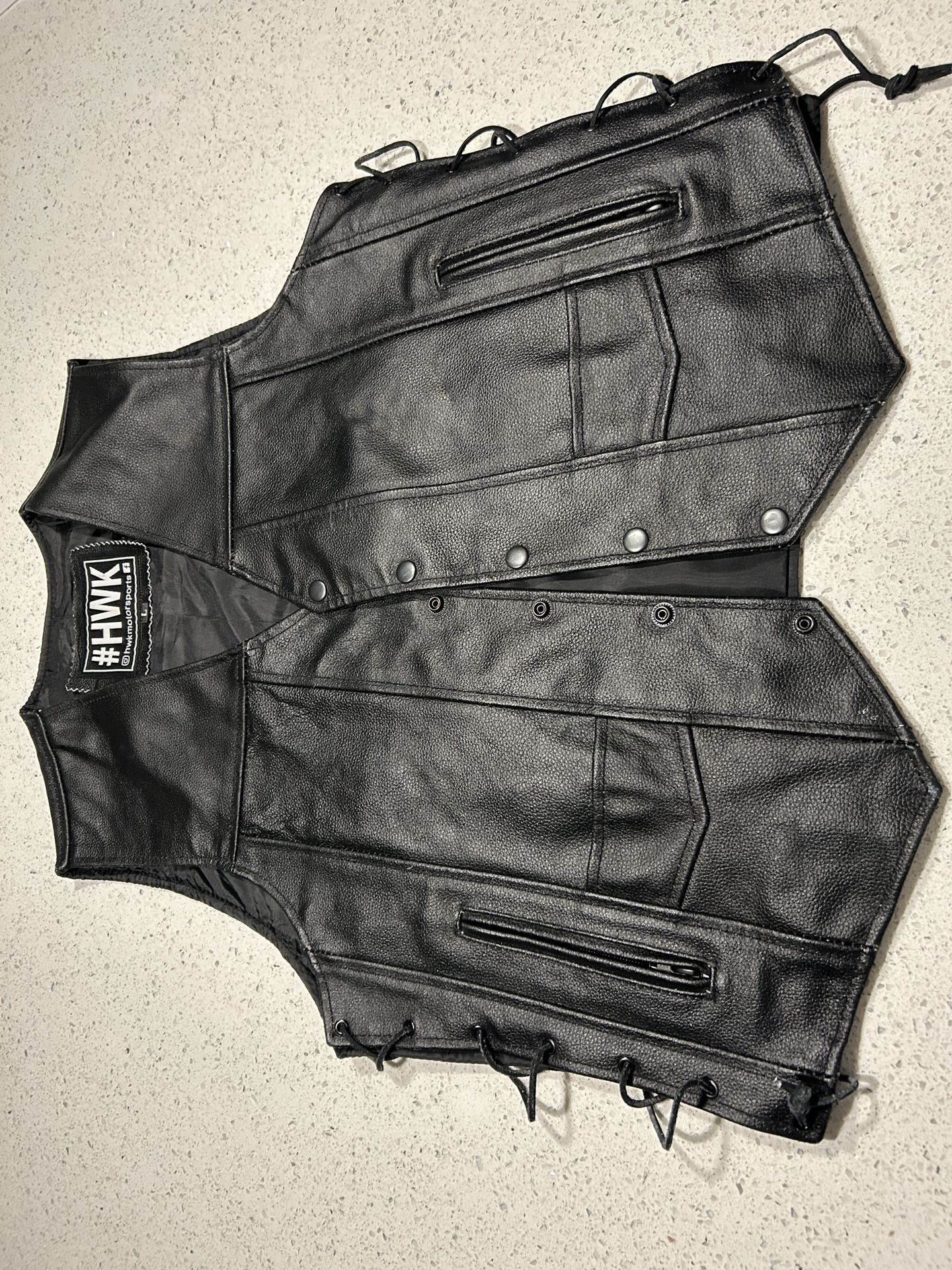 Men’s Black Leather Vest Brand New Large