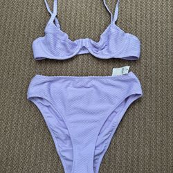 Women’s NWT Light Purple High Waist Bikini Set Small