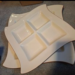 2 peice ceramic serving tray set