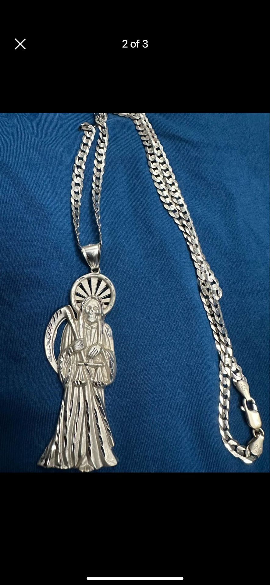 Santa Muerte Necklace (white Gold)