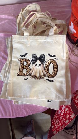 Halloween BOO Ghost Canvas Tote Bag