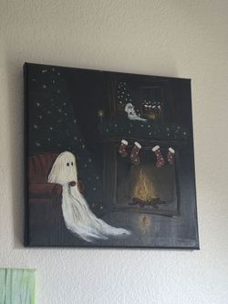 Christmas ghost acrylic painting