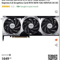  Newegg MSI Ventus GeForce RTX 5070 12GB GDDR7 PCI Express 5.0 Graphics Card RTX 5070 12G VENTUS 3X OC Reviews Details Overview Deals Icon ONEBOOM Gam