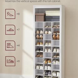 Shoe Storage Cabinet, 10 Tier Shoe Rack Organizer, Holds Up to 30 Pairs of Shoes, for Entryway Bedroom, 12.6 x 24.8 x 73.6 Inches, White ULBS273T14