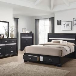New 4 Pc Queen Bedroom Set Queen Bedframe Dresser Mirror Nightstand