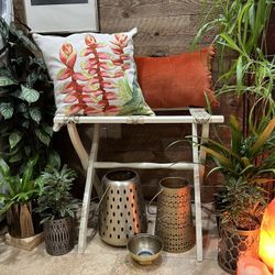 Vintage Scheibe Display Luggage Trunk Tray Stand Rack Cream Floral Tapestry Boho Farmhouse Cottage Shabby Valise Stand Fold Up 