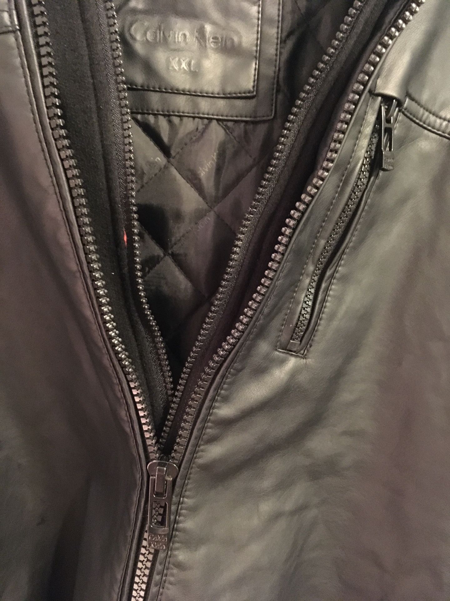 Calvin Klein adult 2Xl leather hoodie jacket