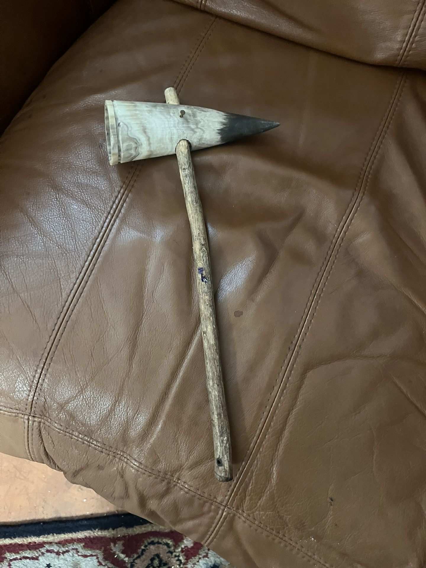 Real horn made out of a hatchet old