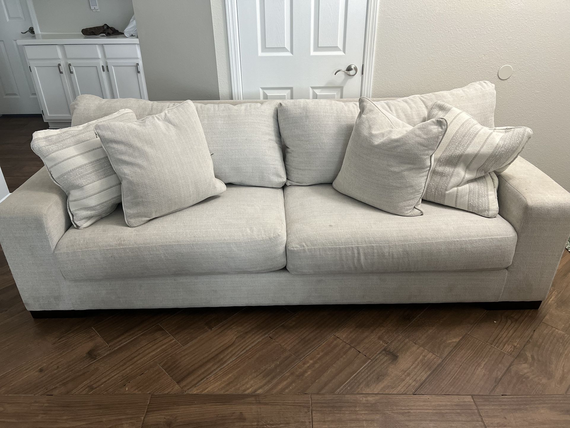 Polyester, Beige, 8’ Couch (pillows Not Included)