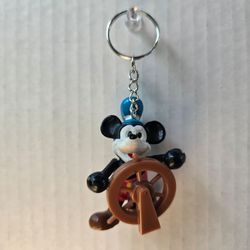 Mickey Mouse Willie Ship Captain Key Chain 1986 Disney Toy Figure Purse Charm