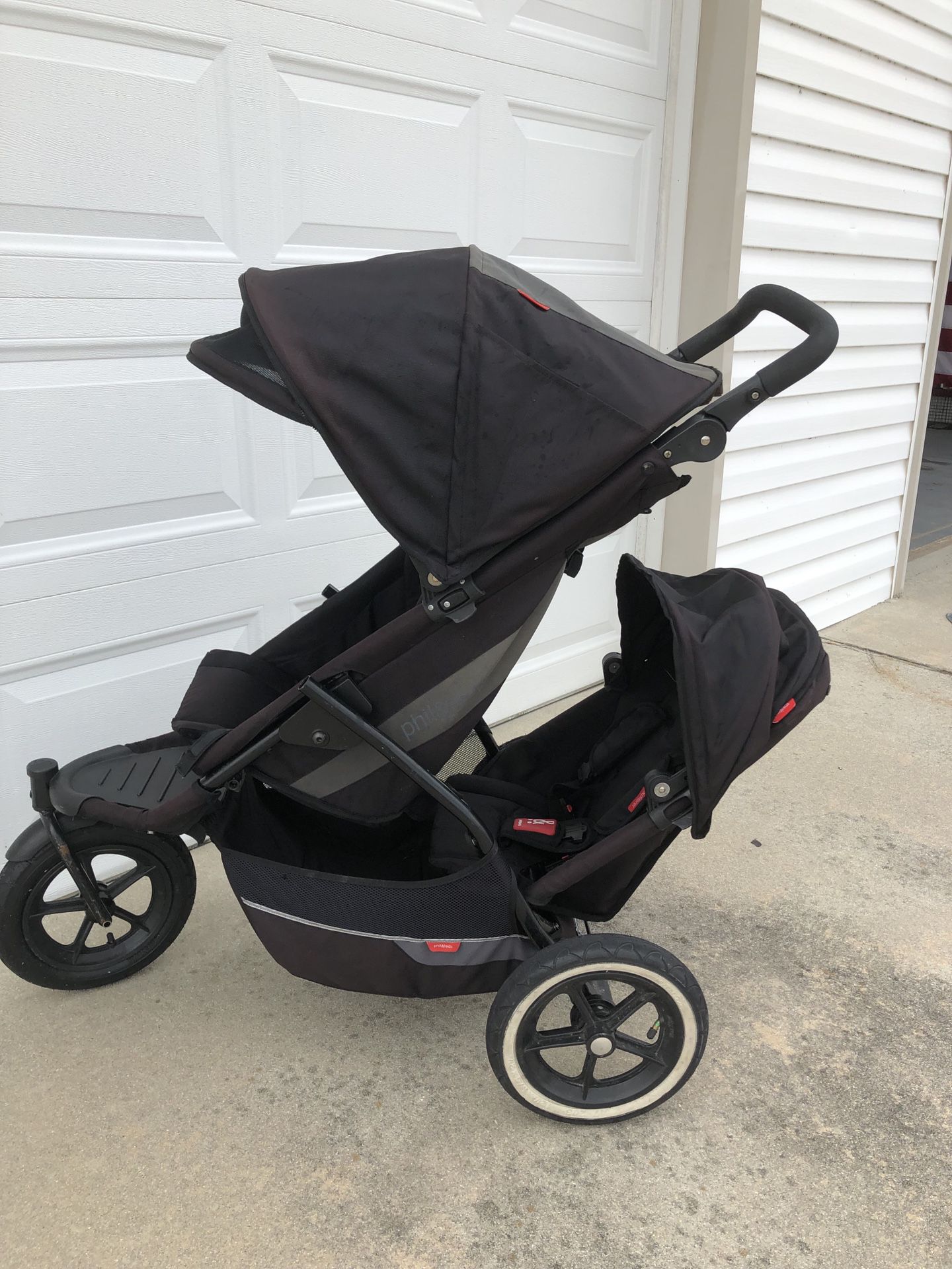 Phil & teds double sport stroller with travel case & rain cover