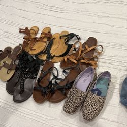 Women’s 8-9 Summer Sandals + Leopard Toms