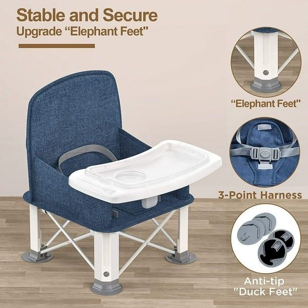 Baby Portable Booster Seat with Double Tray, BabyBond Upgraded Travel Baby Chair
