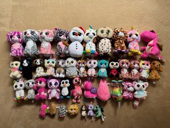 Ty Beanie Boos LOT Of 42 -Medium, Regular, Key Clips Cats, Unicorns, Dogs, Owls