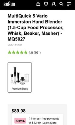 MultiQuick 5 Vario Immersion Hand Blender (1.5-Cup Food Processor, Whisk,  Beaker, Masher) - MQ5027