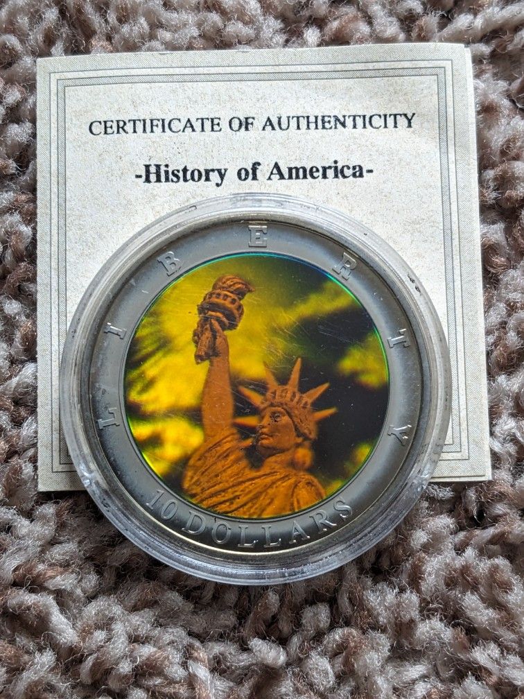 Republic Of Liberia Heritage $10 Holo Coin Statue Of Liberty