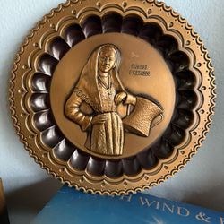  Vintage Ricordo D'Abruzzo Copper Wall Plate  Diameter 11.5 inches Depth 1 inch