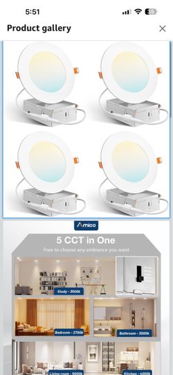 Amico 5 CCT LED Recessed Lights 4-Pack