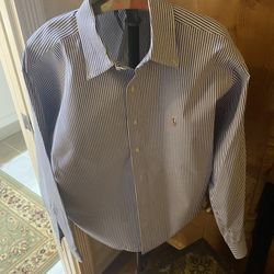 Beautiful classic blue striped Ralph Lauren Men’s 16 1/2 3435 length shirt