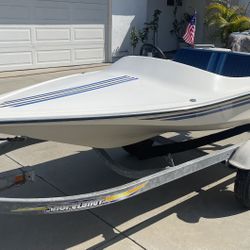 10 FT MINI SPEED BOAT with 6 HP Motor & GALVANIZED TRAILER 