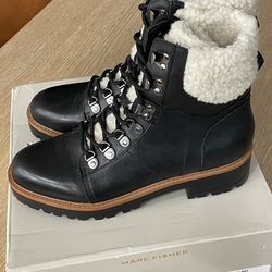 Marc Fisher Black Fur Lined Lug Sole Boots