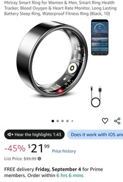 Smart Ring (Size 10, Black)