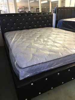 BRAND NEW CALKING BED FRAME WITH SPEAKRS BLUETOOTH AND AUX CONECCTION WITH NEW MATTRESS INCLUDED WILL DELIVER AND SET UP