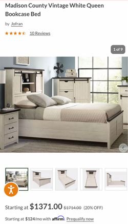 JoFran Farmhouse Barn Door Headboard with Shelf