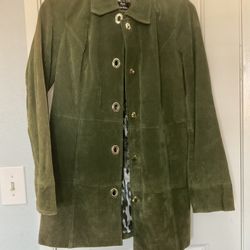 Dennis Basso Green Suede Leather Jacket
