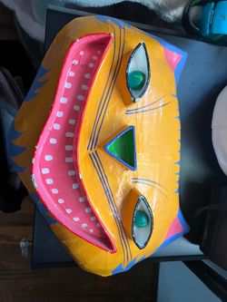 1980s Vintage Gina Truex Kindred Spirits Decorative Cat Art Mask