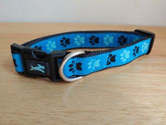 Dog Collar Pet Leash 14-16" Clasp Adjustable Paw Design