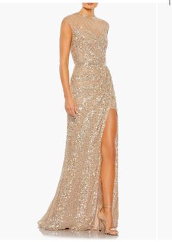 Quinceañera Dress For Mom- Mac Duggal Illusion Neck Beaded Gown Size 16