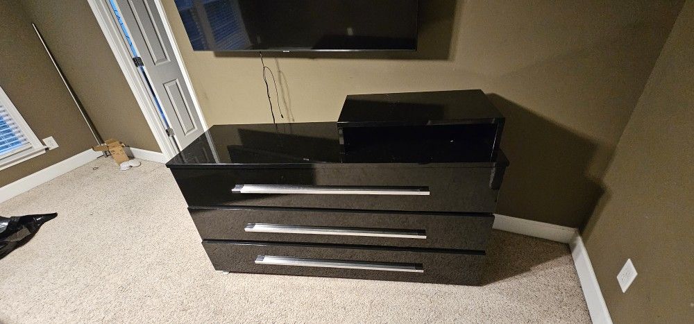 Black And Chrome Large Dresser