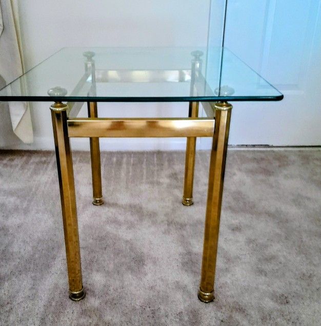 Beautiful Brass And Glass End Table