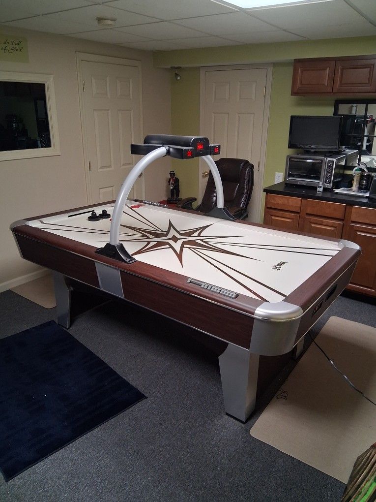 Air Hockey Table Brown and Gray With White Top