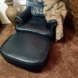 Sam Moore Midnight Blue Duo Chair & Ottoman