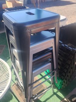 4 Metal Industrial Stools