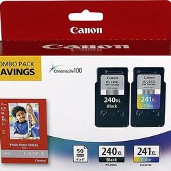 Canon - PG-240XL/CL-241XL 2-Pack High-Yield Ink Cartridges + Photo Paper - Black/multicolor
