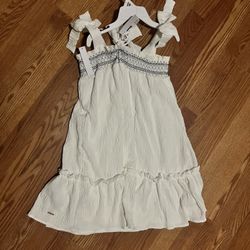 Tahari Girl White Summer Maxi Dress With Clip Size 10