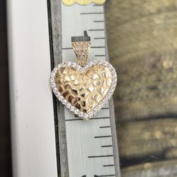 10kt Real Gold Heart Nugget Pendant 