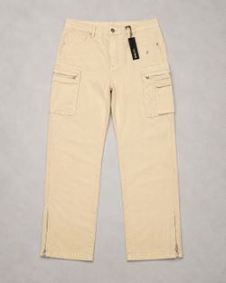 Mens Cream Cargo Pants Size 42 Cotton Stretch Khaki Utility Streetwear NWT