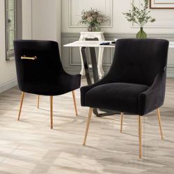 Black Velvet Dining Chairs Set of 4