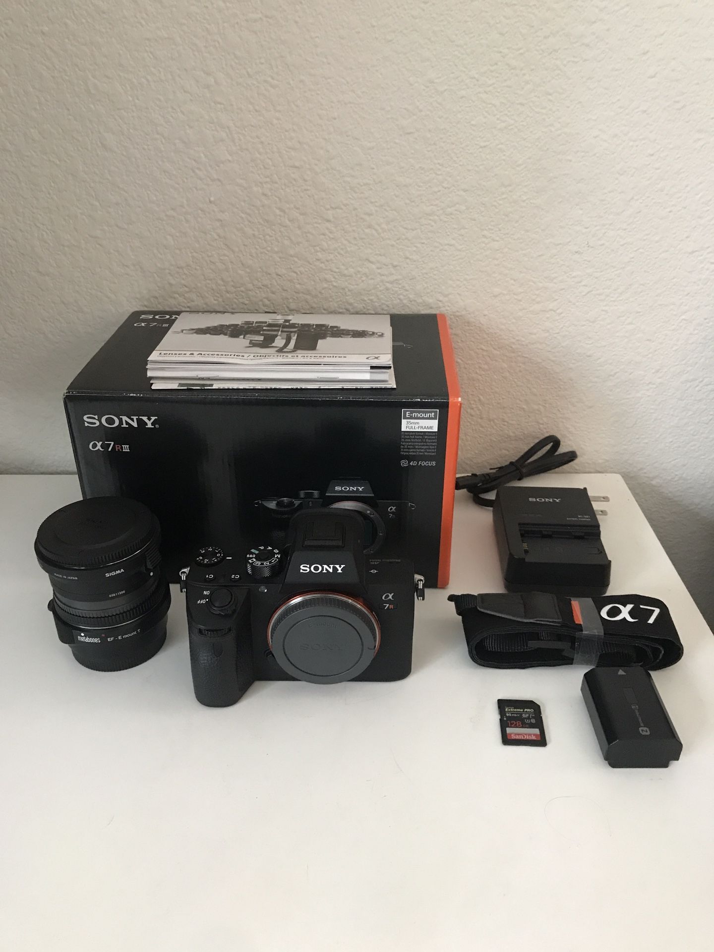 Sony A7RIII camera and accessories