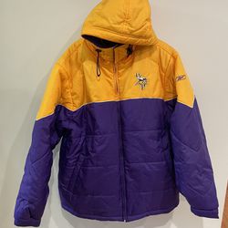 Vintage NFL Reebok Minnesota Vikings Puffer Jacket Winter Jacket Size XL Heavy